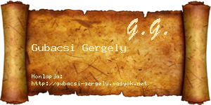 Gubacsi Gergely névjegykártya